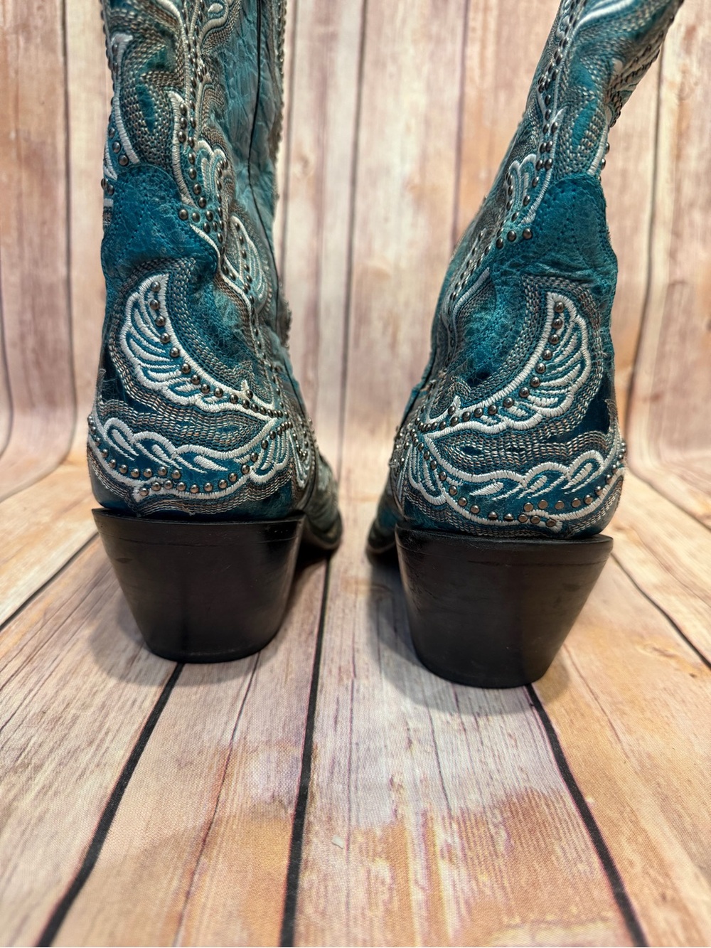 Corral Turquoise Embroidered Western Cowboy Boots - Size 8.5 - Picture 4 of 7
